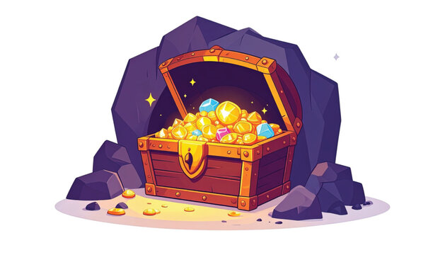 Treasure Chest Full of Gold Coins.