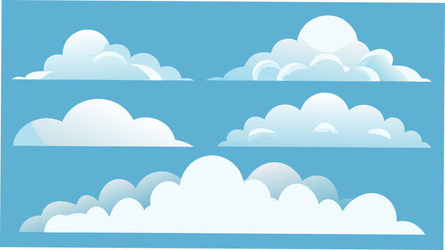 Fluffy White Cumulus Clouds Illustration Against A Light Blue Background cloudscape cloud formations sky