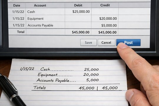 Digital and Manual Accounting Ledger with Transaction Posting