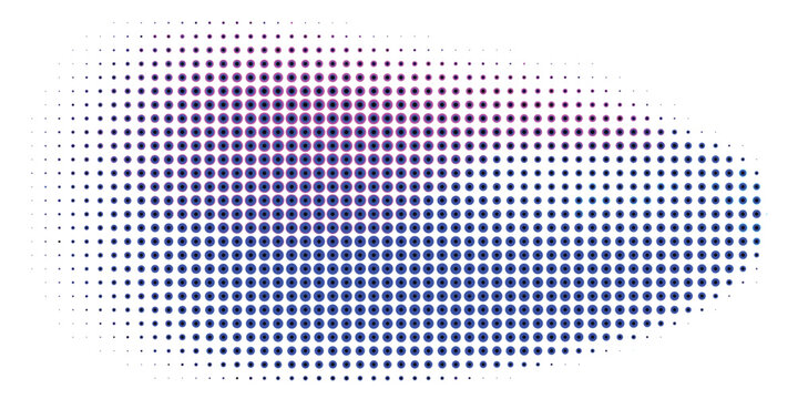Abstract blue halftone dot pattern on white background.