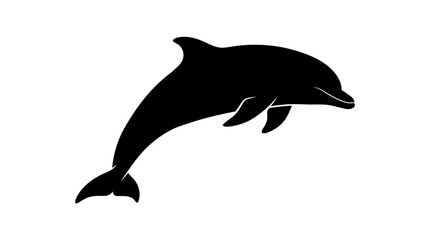 Fototapeta premium Leaping Dolphin Silhouette Against White Background Silhouette