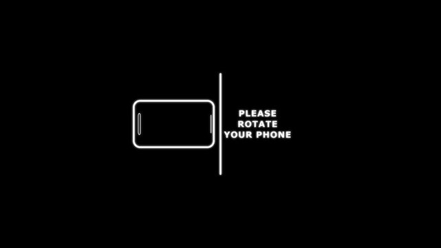Please rotate your phone graphic instruction animation on white background. Animation for rotate phone instruction optimal viewing experience concept. 4k video animation