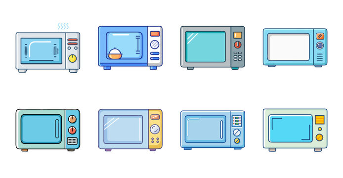 Flat design medical equipment icons set - Colorful collection of flat-style medical device icons including monitors, ovens, and diagnostic tools for health and lab themes.