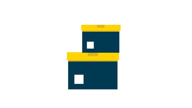 Stack of Boxes. A simple 2d animation featuring two dark blue boxes stacked one on top of the other. with alpha channel transparent background