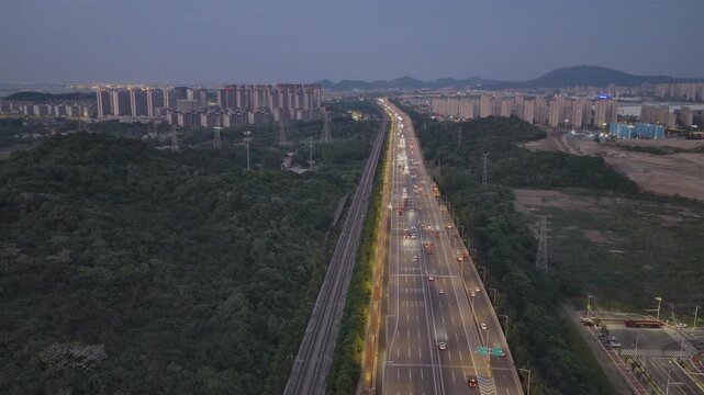 Aerial Photography of Urban Transportation Hubs at Night