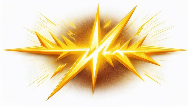 a bright yellow lightning bolt isolated isolated on white background