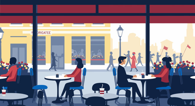 People enjoying coffee and conversation in a cozy cafe setting.