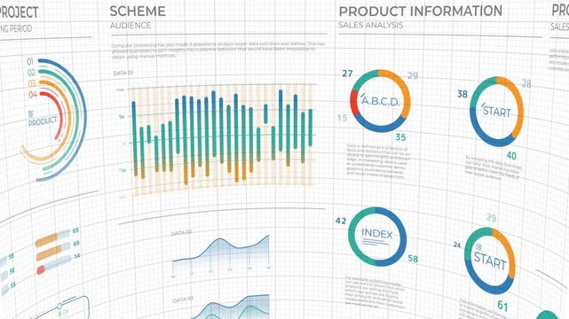 Animation of business infographics with marketing research data