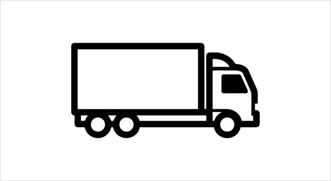 Simple Line Art Icon of a Delivery Truck.