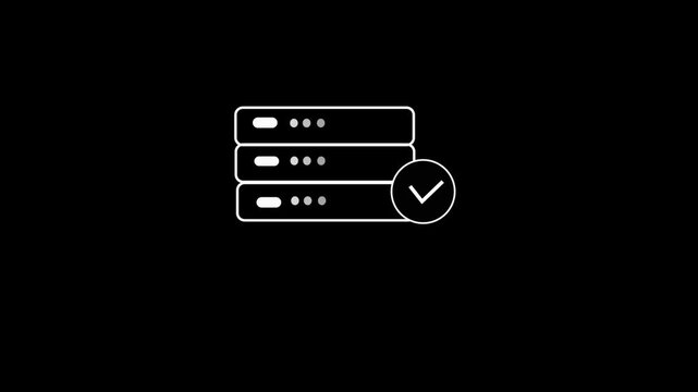 Server stack icon with loading progress circle on black background a sleek digital representing
