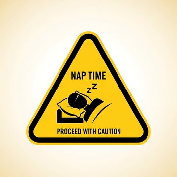 Caution sign for nap time with sleeping cat.