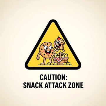 Caution sign warning about snack attack zone.