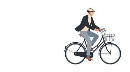 Naklejka premium Man in formal attire riding a city bicycle wearing a safety helmet
