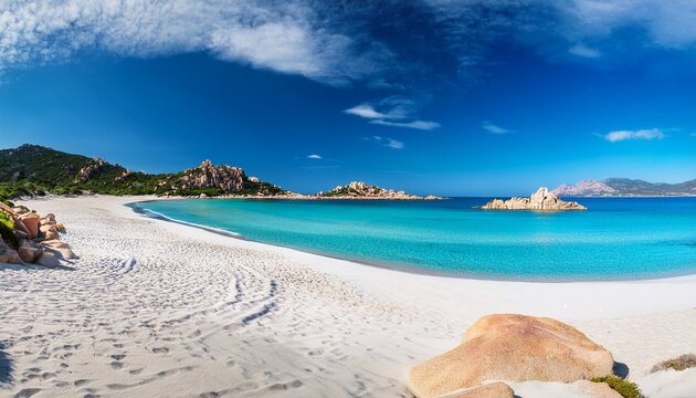 stunning spiaggia del riso villasimius panoramic white granite sands in sardinia italy