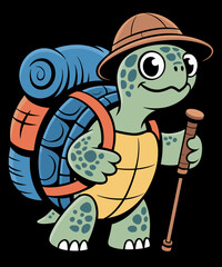 Obraz premium Funny Turtle Hiking Graphic Camping Lover Adventure Hiking