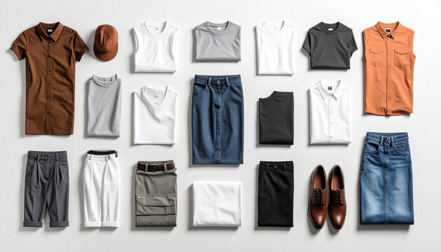 Folded casual clothing apparel arrangement