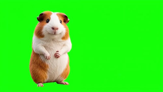 Realistic 3D guinea pig placing hand on heart in a sincere gesture of deep gratitude trust, honest corporate promise and loyal customer service concept isolated on chroma key green screen background