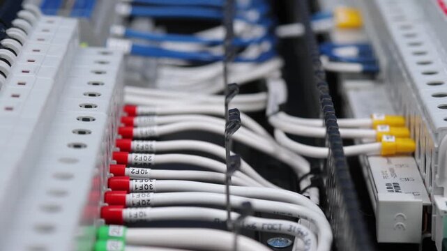 Marking electrical wiring wires with thermally printed nylon tape. 