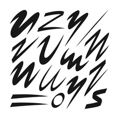 Obraz premium Abstract calligraphy brush strokes set black ink paint textures vector isolated on white background