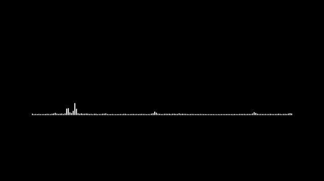 sound frequency in lines, audio bar spectrum form white 4k video footage,audio wave or frequency digital animation, Music sound wave pattern animated overlay black background, Music equalizer.