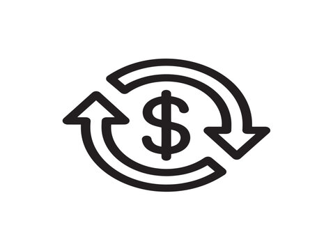 Circular Dollar Sign Arrows Financial Growth Vector Icon Line Art Illustration