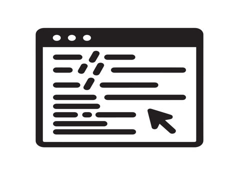 Computer Coding Selection Cursor Icon in Flat Line Art Vector Style