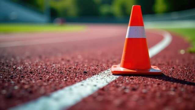 A traffic cone sits on the side of a road, waiting for its purpose to be fulfilled