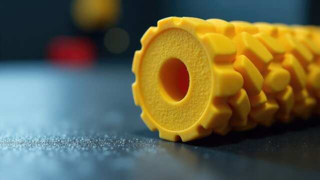 A close-up shot of a bright yellow object sitting on a table, waiting to be used or examined