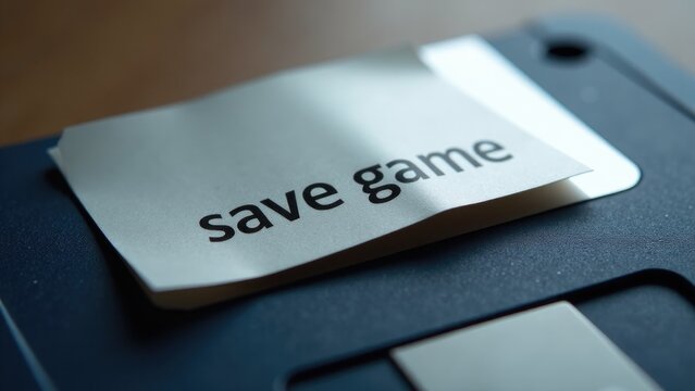A piece of paper with 'save game' written on it, suitable for fantasy and gaming scenes