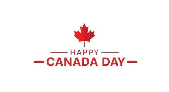 Happy canada day greeting with maple leaf celebrating canadian national holiday