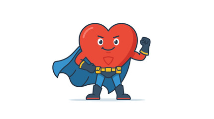 Superhero Heart Character with Cape and Mask, Ready for Action © Malboro