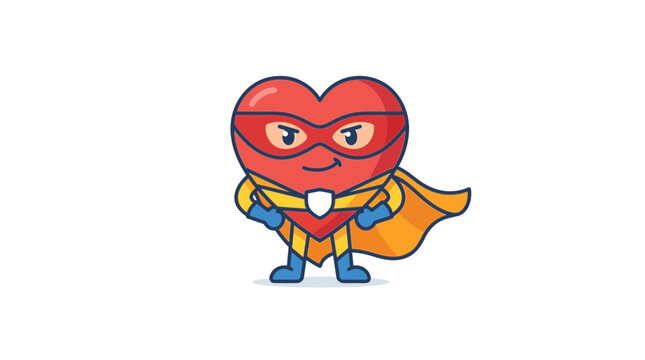 Superhero Heart Character with Cape and Mask - Love Hero Concept