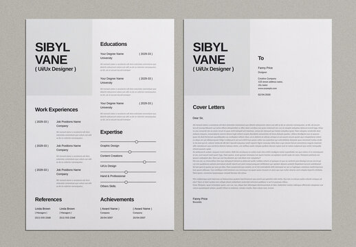 Clean White Resume Layout Set