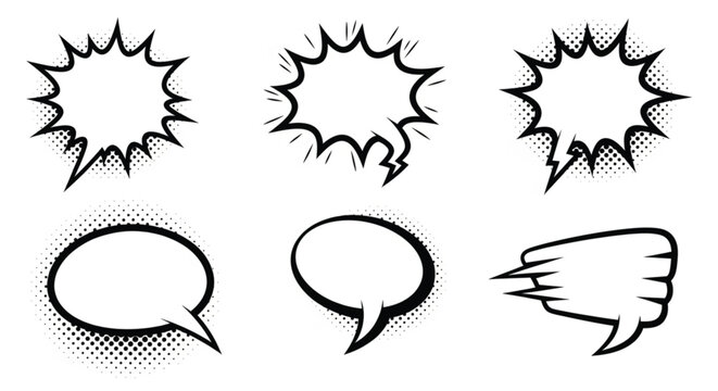 Black and white comic speech bubbles.