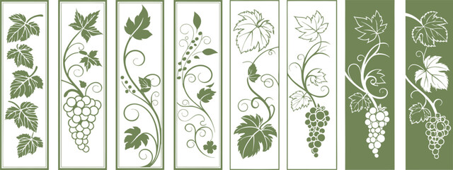 Grapevine illustrations with leaves and bunches © MdAzizul