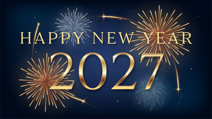 Happy new year 2027 celebration with colorful fireworks display at night © FARUK