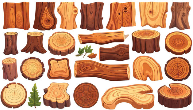 Wooden tree trunk cross sections.