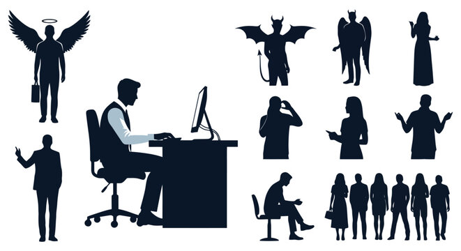 Silhouettes Depicting Moral Choices and Human Existence.