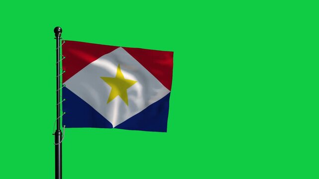 Saba Flag Waving on Green Screen Background 4K Loop Animation