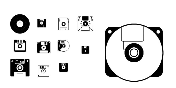 CD Game Disc Media Icon Minimal Black on White Flat Vector Clean Line Design