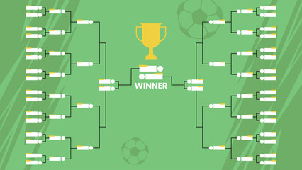 Naklejka premium Soccer Tournament Bracket Template with Trophy and Winner Slot. Soccer Football Tournament Background template