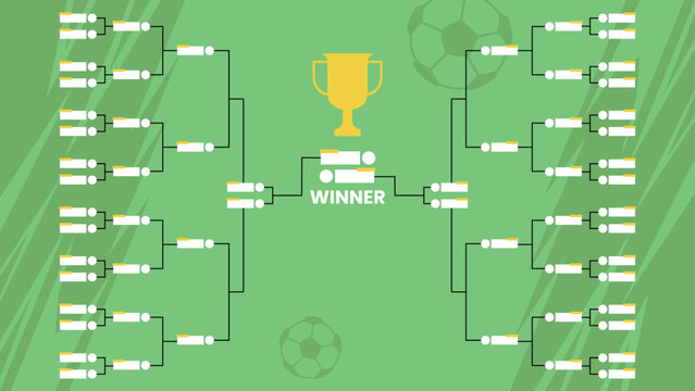 Soccer Tournament Bracket Template with Trophy and Winner Slot. Soccer Football Tournament Background template