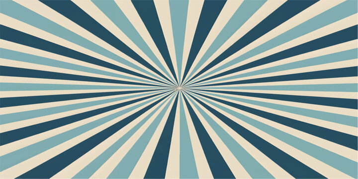 Concentric light blue and navy blue rays emanate from a central white point, creating a hypnotic, starburst effect on a textured background.