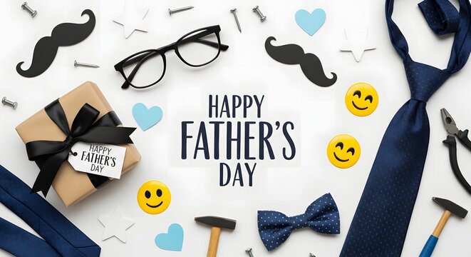 happy fathers day poster with smile emoji