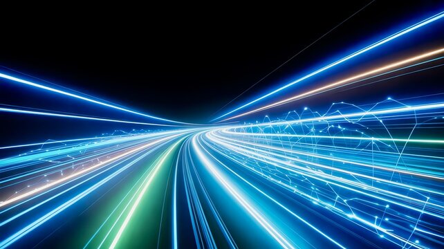 Looping neon trails background.