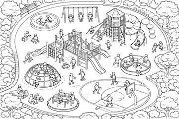 Obraz premium Landscape Architecture Playground Children CAD Vector Collection