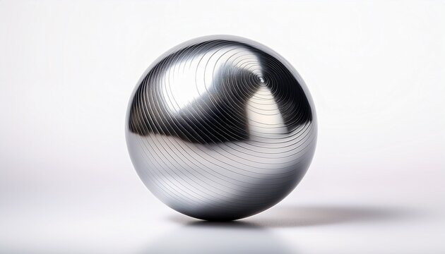 on a white background a realistic chrome steel ball is shown