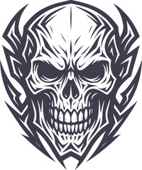 Fototapeta premium Vintage Gothic Skull Vector Design With Bold Blackwork And Dark Aesthetic Style