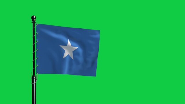 Somalia National Flag Waving on Green Screen Background 4K Loop Animation