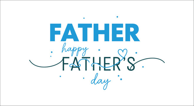 Father s Day Typography With Heart Blue Text On White Background